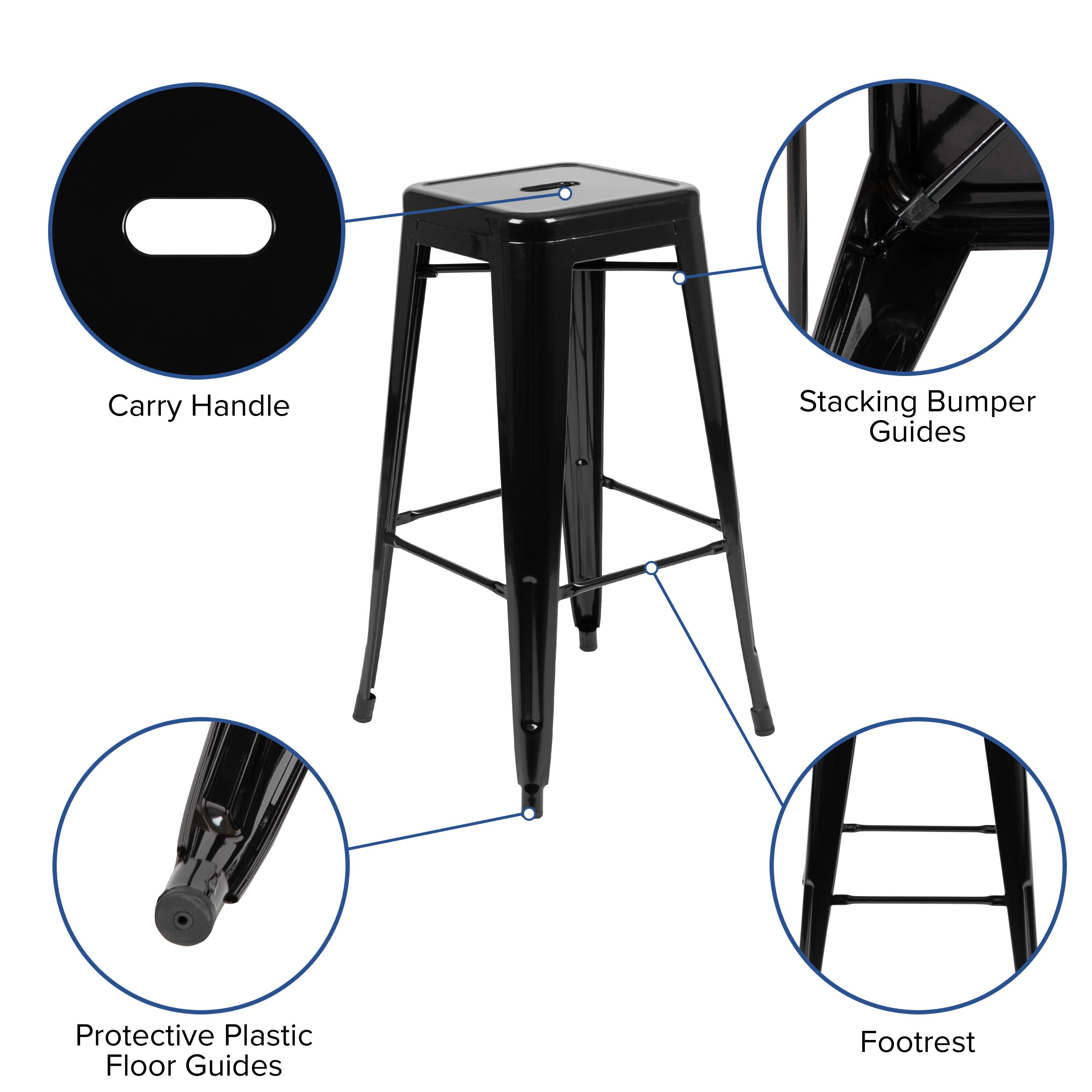 - Carry Handle
- Stacking Bumper Guides
- Protective Plastic Floor Guides
- Footrest