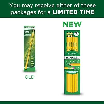 You may receive either of these packages for a LIMITED TIME

NEW
12 PENCILS
TICONDEROGA
THE WORLD'S BEST PENCIL

OLD
12 PENCILS
TICONDEROGA
THE WORLD'S BEST PENCIL
