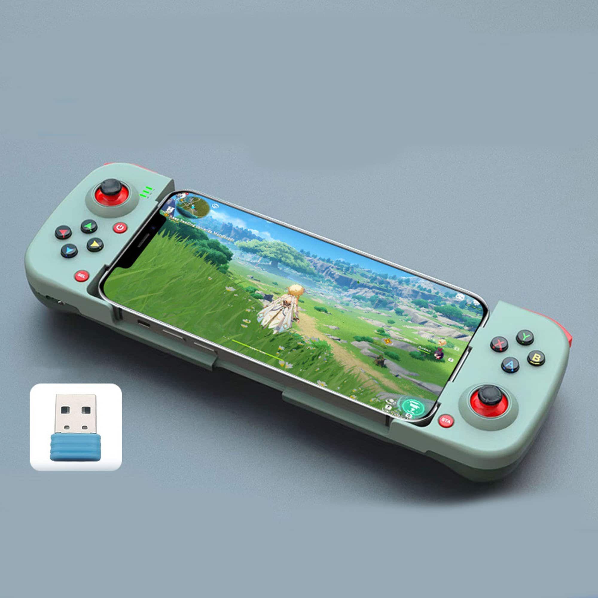 YONWAY - Stretchable Game Controller for IPhone, IOS and Android Phones, Game Controller Joystick Compatible for PS4, Switch, PC - Green