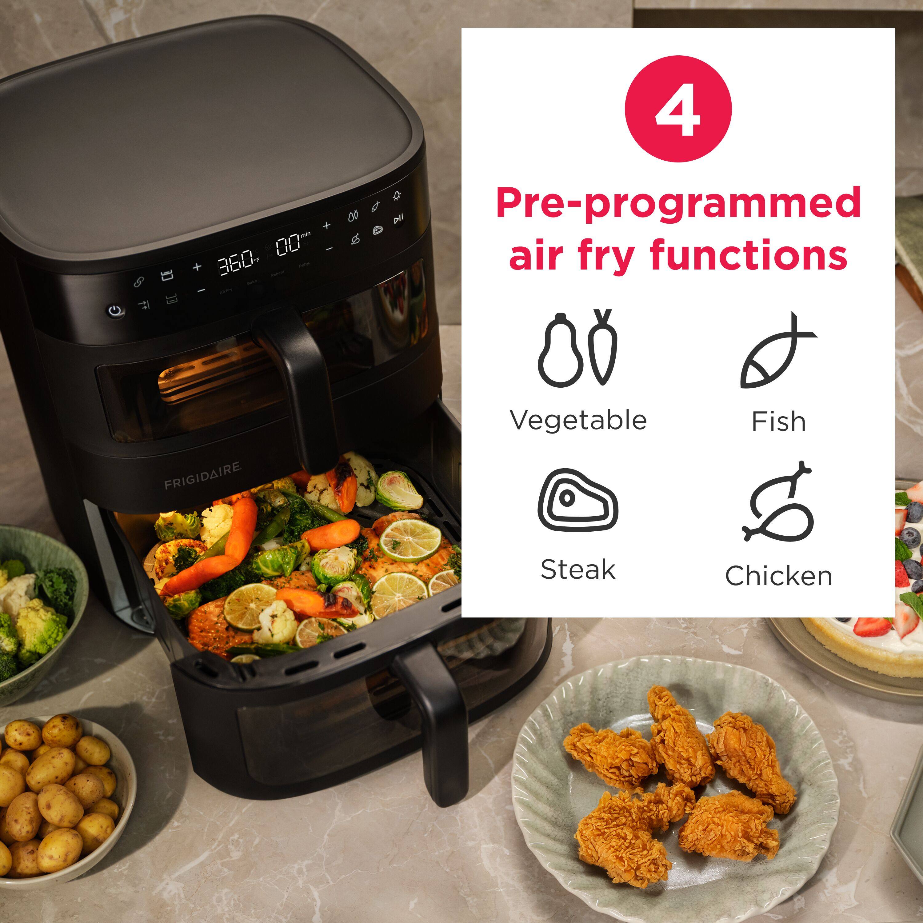 4

Pre-programmed air fry functions

Vegetable
Fish
Steak
Chicken