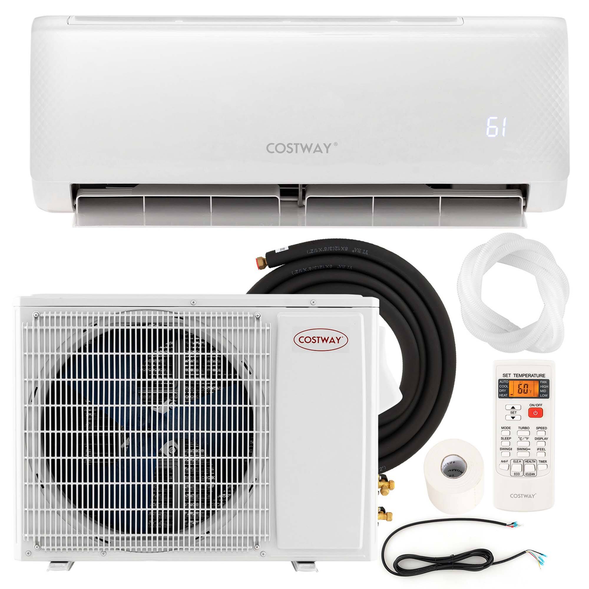 Costway - 18,000 BTU Mini Split Air Conditioner AC Unit with Heat Pump & Remote Control - White