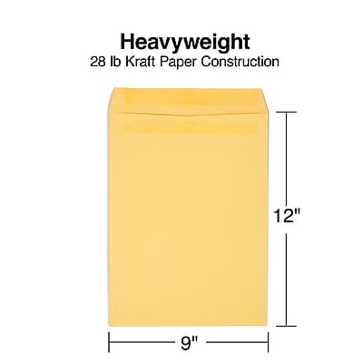 Heavyweight  
28 lb Kraft Paper Construction  
12" x 9"