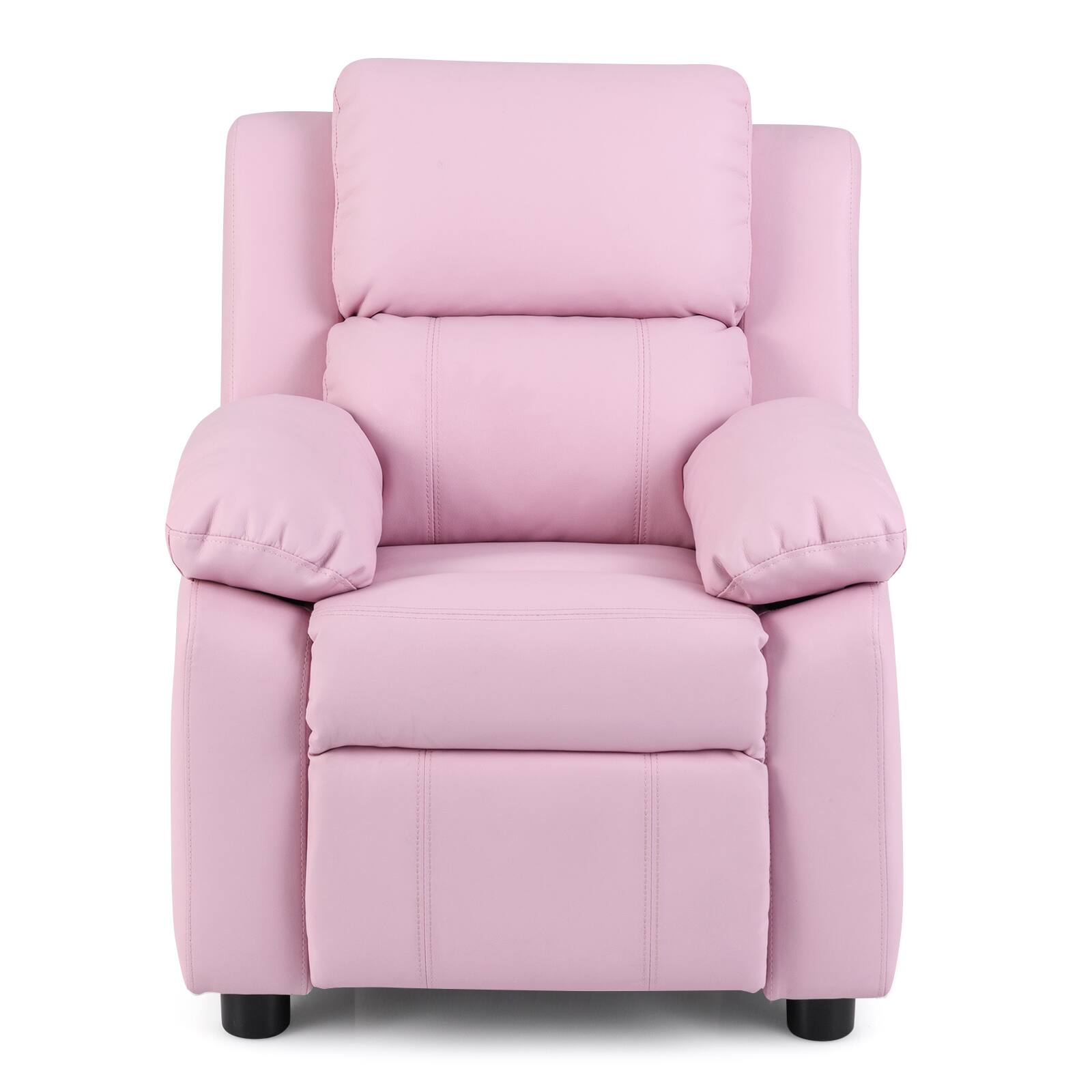 Alt View 5. Gymax - Gymax Deluxe Padded Kids Sofa Armchair Recliner Headrest w/ Storage Arms Pink - Pink.