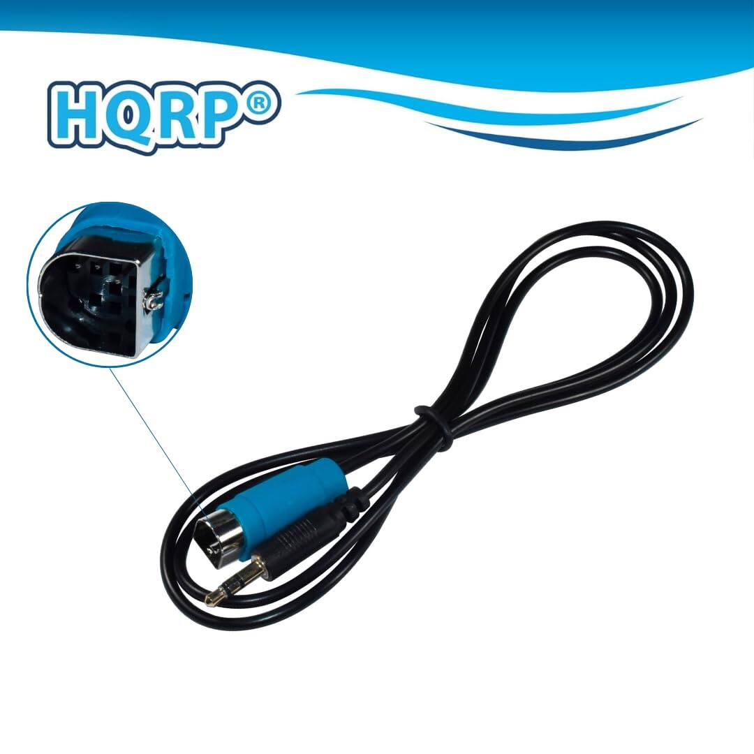 Left. HQRP - Car Stereo AUX Input Cable - Full Speed to 3.5 mm Adapter for Alpine CDE-9871, CDE-9870, iDA-X100 - Black.
