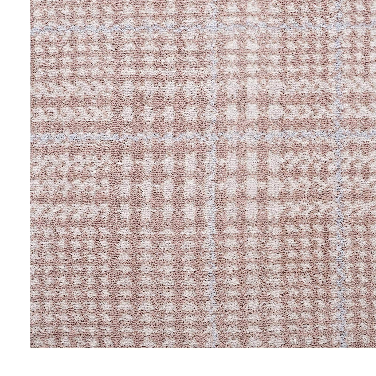 Alt View 1. Modway - Kaja Abstract Plaid Area Rug - Ivory Cameo Rose and Light Blue.