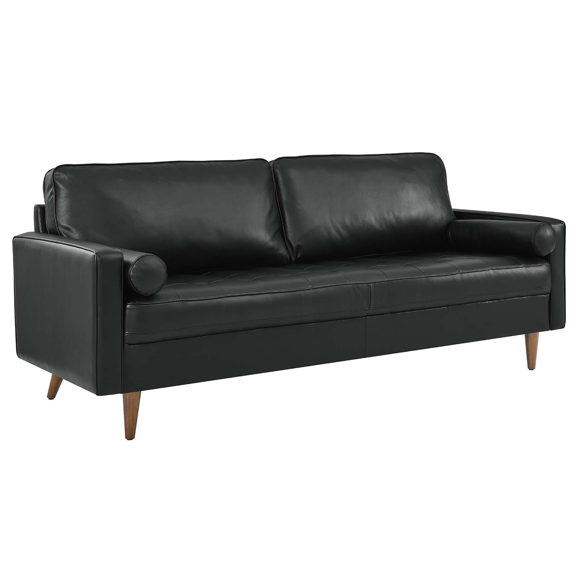 Valour 81" Leather Sofa by Modway - Black