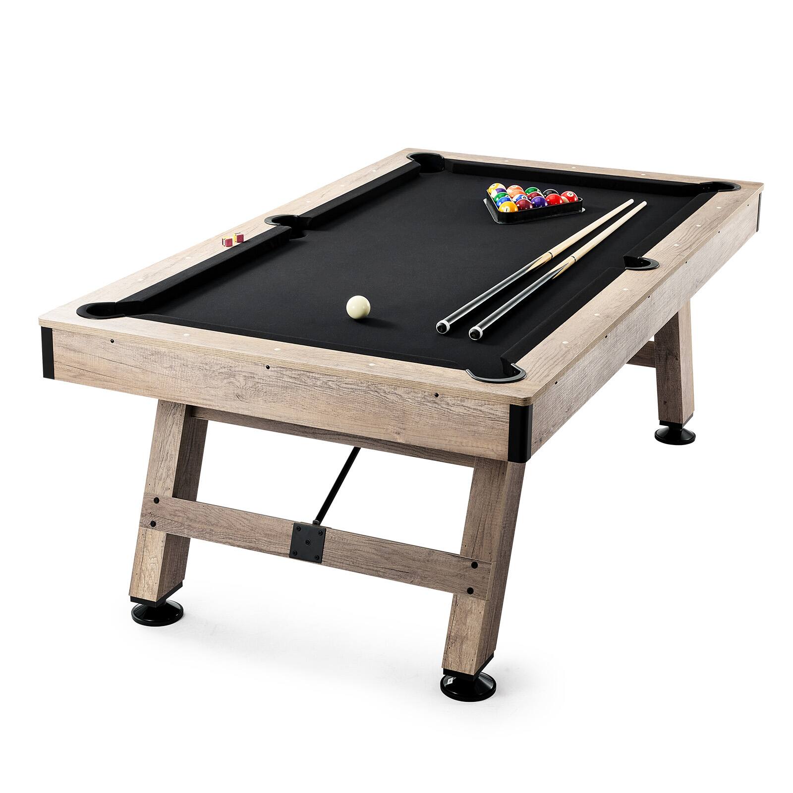 Alt View 5. VEVOR - Billiards Table,7 ft Pool Table, Adjust Legs Stable Billiards Table,Pool Table Set Includes Balls, Cues,Chalks and Brush - Black, Wood.