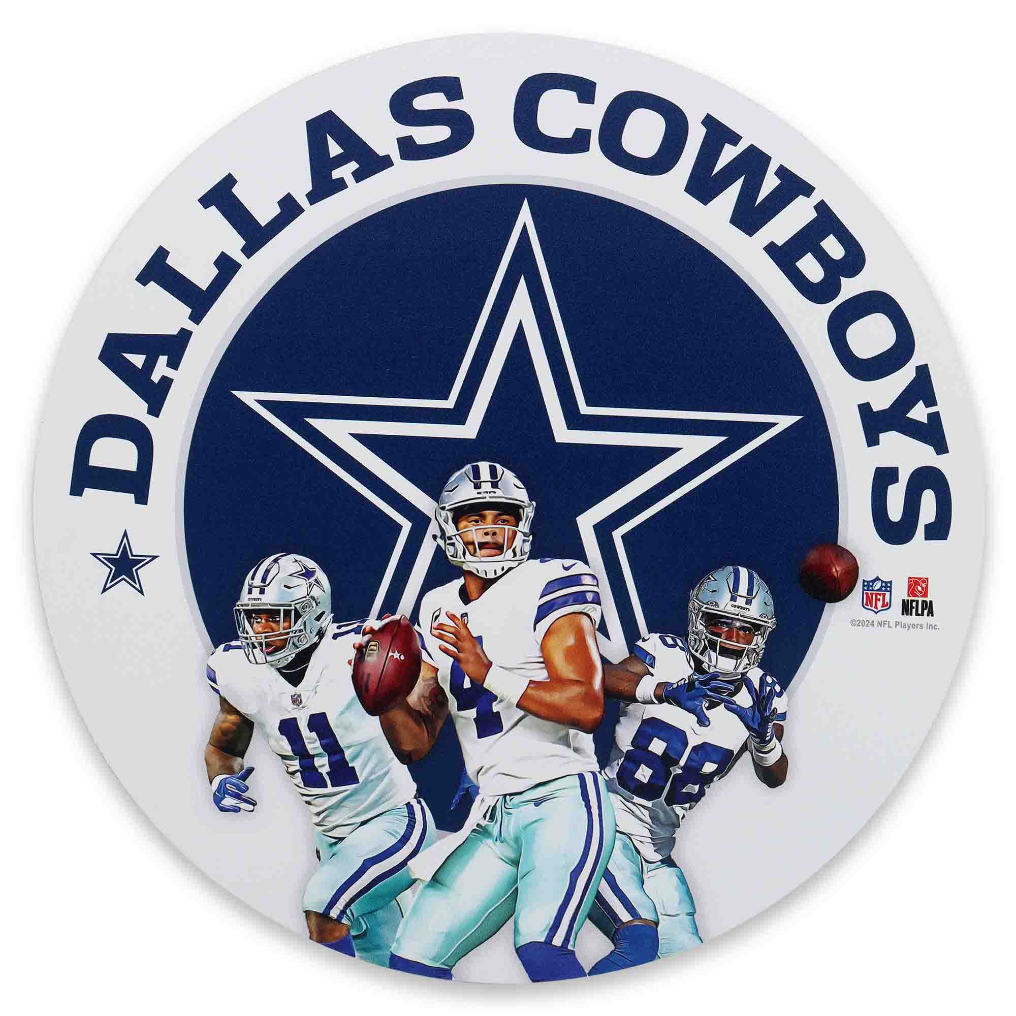 Dallas Cowboys Team Stars 11" Round Metal Sign