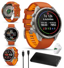 Garmin - Fenix 9 Pro 47mm Titanium GPS Multisport Smartwatch Orange Bundle - Titanium with Autumn Orange/Spark Orange - (2024)