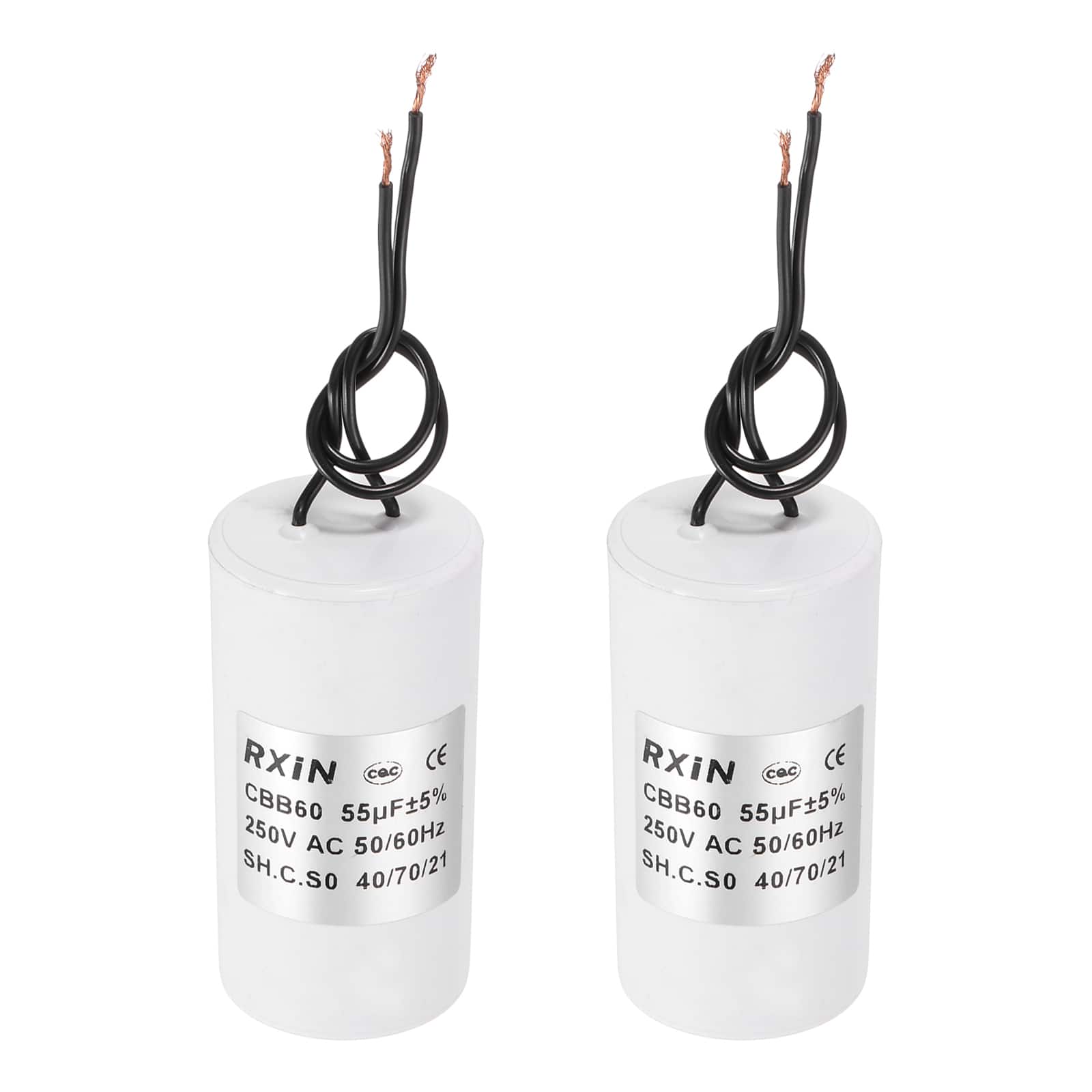 Unique Bargains - 2pcs 55uF CBB60 Running Capacitor, AC 250V Cylinder 2 Wire for Air Conditioner, Compressor, Washing Machine - White price history on PriceWatchPro