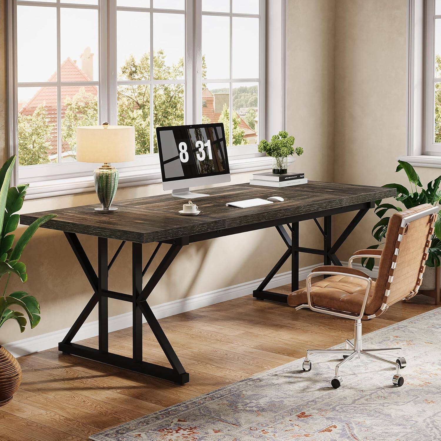 Back. Tribesigns - Office Executive Desk, For Computer Work and Writing in Home Offices and Everyday Organization - Black.