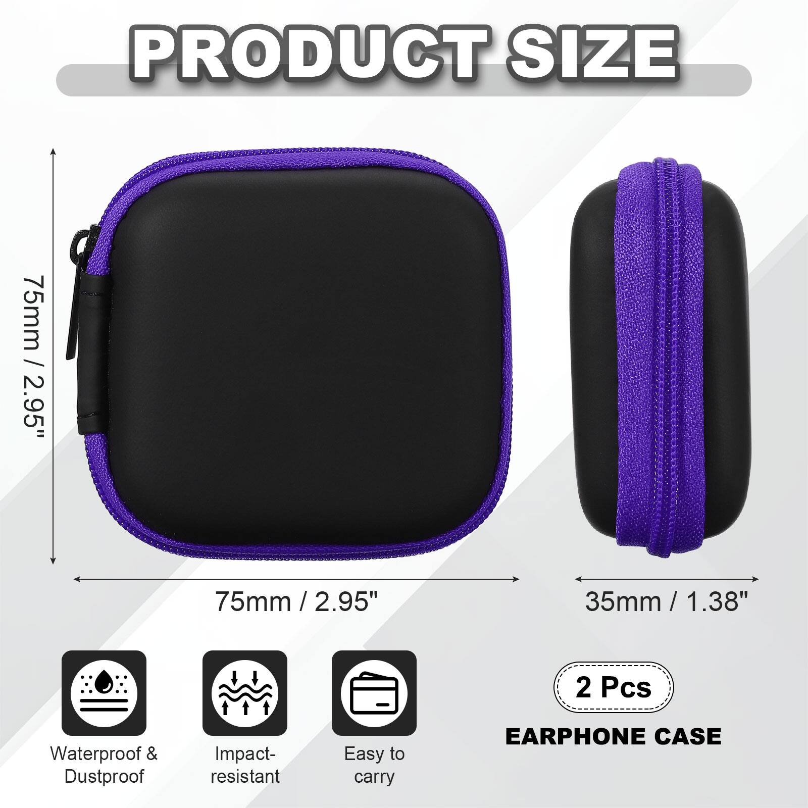 PRODUCT SIZE

75mm / 2.95"  
35mm / 1.38"  

2 Pcs Waterproof & Dustproof Impact-resistant Easy to carry EARPHONE CASE