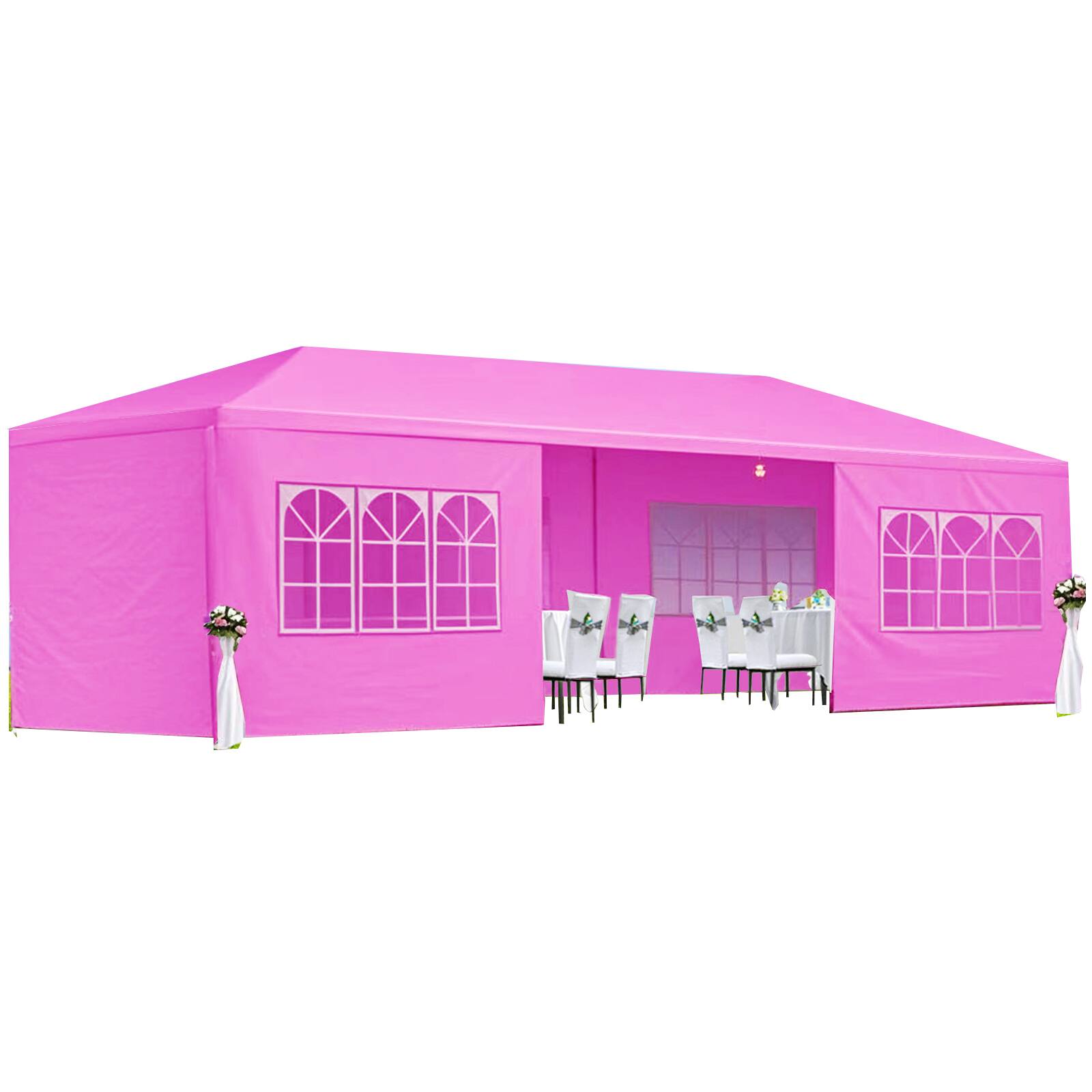 APRILSOUL - 10x30 Wedding Party Canopy Tent Outdoor Gazebo 8 Removable Sidewalls Color - Pink