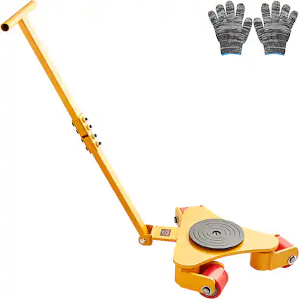 Front. VEVOR - Machinery Skate Dolly, 6614 LBS/3T Industrial Machinery Mover with Handle, Carbon Steel Machinery Moving Skate - Yellow.