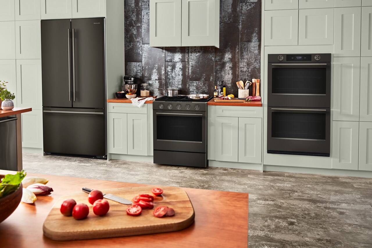 Alt View 14. KitchenAid - 30" Smart Built-In Double Electric Wall Oven with Intelligent Cooking Camera - Black Ore.