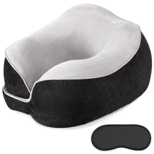 Front. Pacoar Cade - Black Airplane Travel Pillow Comfortable Neck Pillows For Sleeping Portable Memory Foam U Shape Head And Support Car - Black.