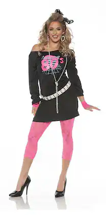 Underwraps - Awesome 80's Adult Costume Medium - Black