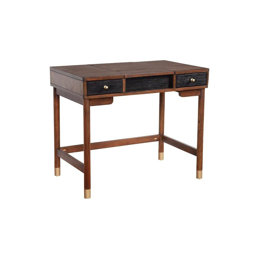 Alt View 3. Alpine Furniture - Belham Bedroom Vanity - Two Tone - Dark Walnut & Black.