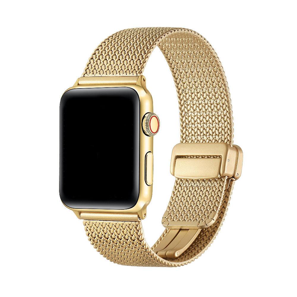 Front. Posh Tech - Knit Stainless Steel Band for Apple Watch - Gold.