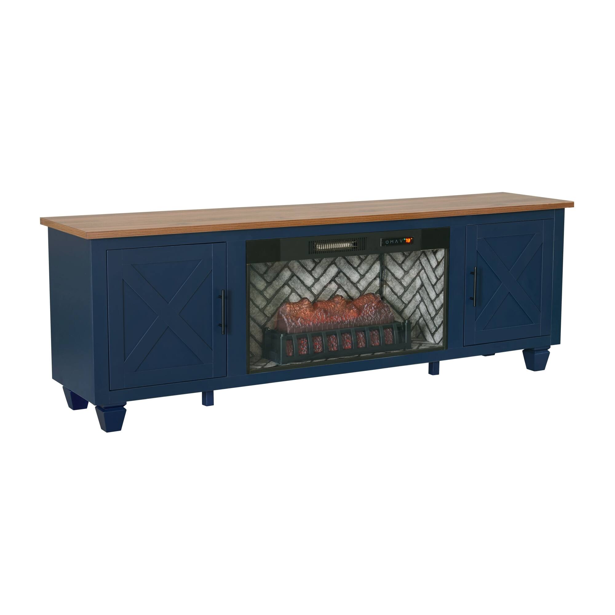 Boyel Living 78 in Electric Fireplace TV Stand with Log Display ...