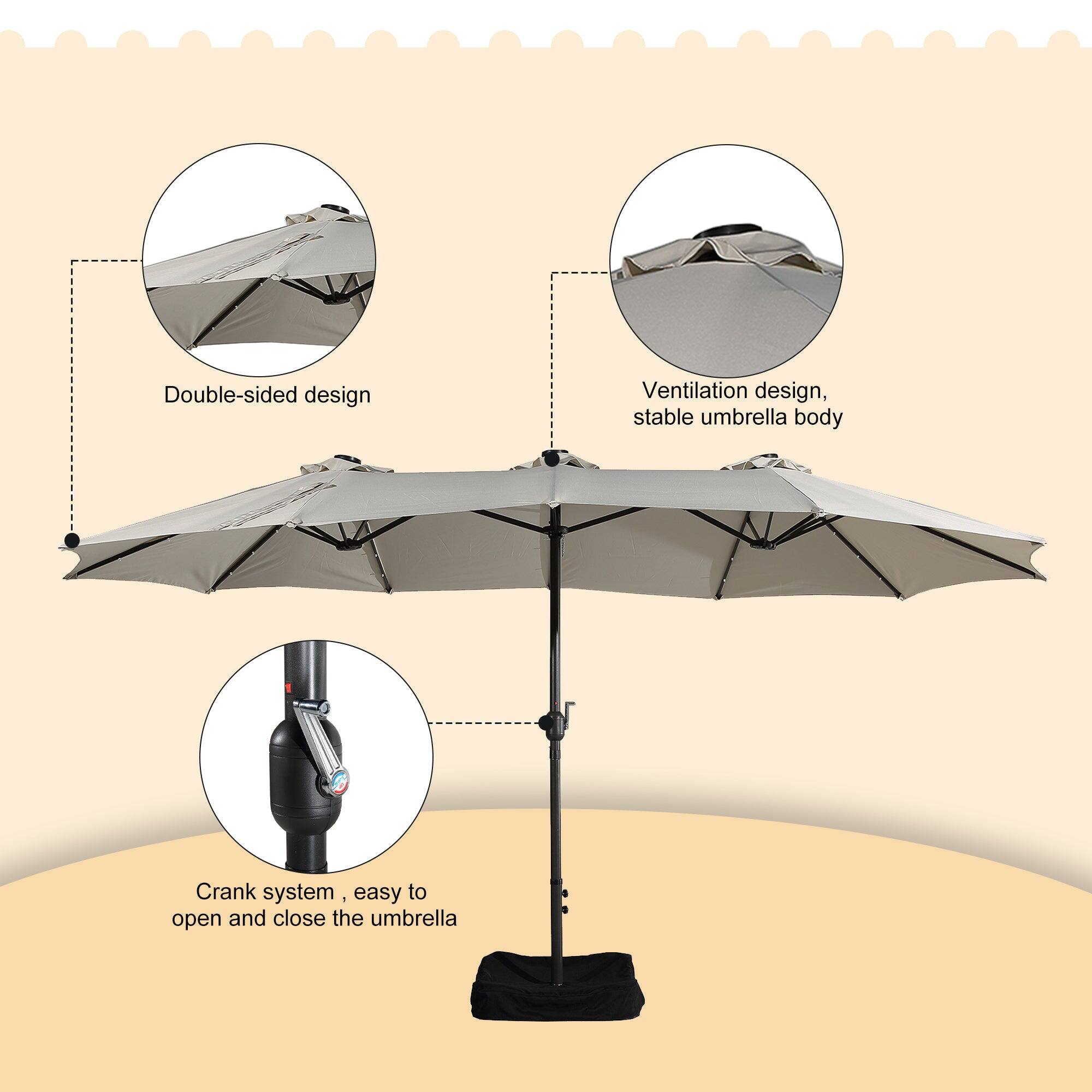 Double-sided design  
Ventilation design, stable umbrella body  
Crank system - easy to open and close the umbrella