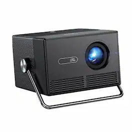 Happrun - 4000 ANSI Lumens Outdoor Smart Projector with Google TV 4K Decoding Auto Focus Dolby Audio Wi-Fi and Bluetooth - Gray
