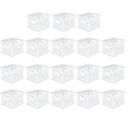 Sterilite - Stackable Plastic Storage Open Crate Bin Organizer Box, 18-Pack - White