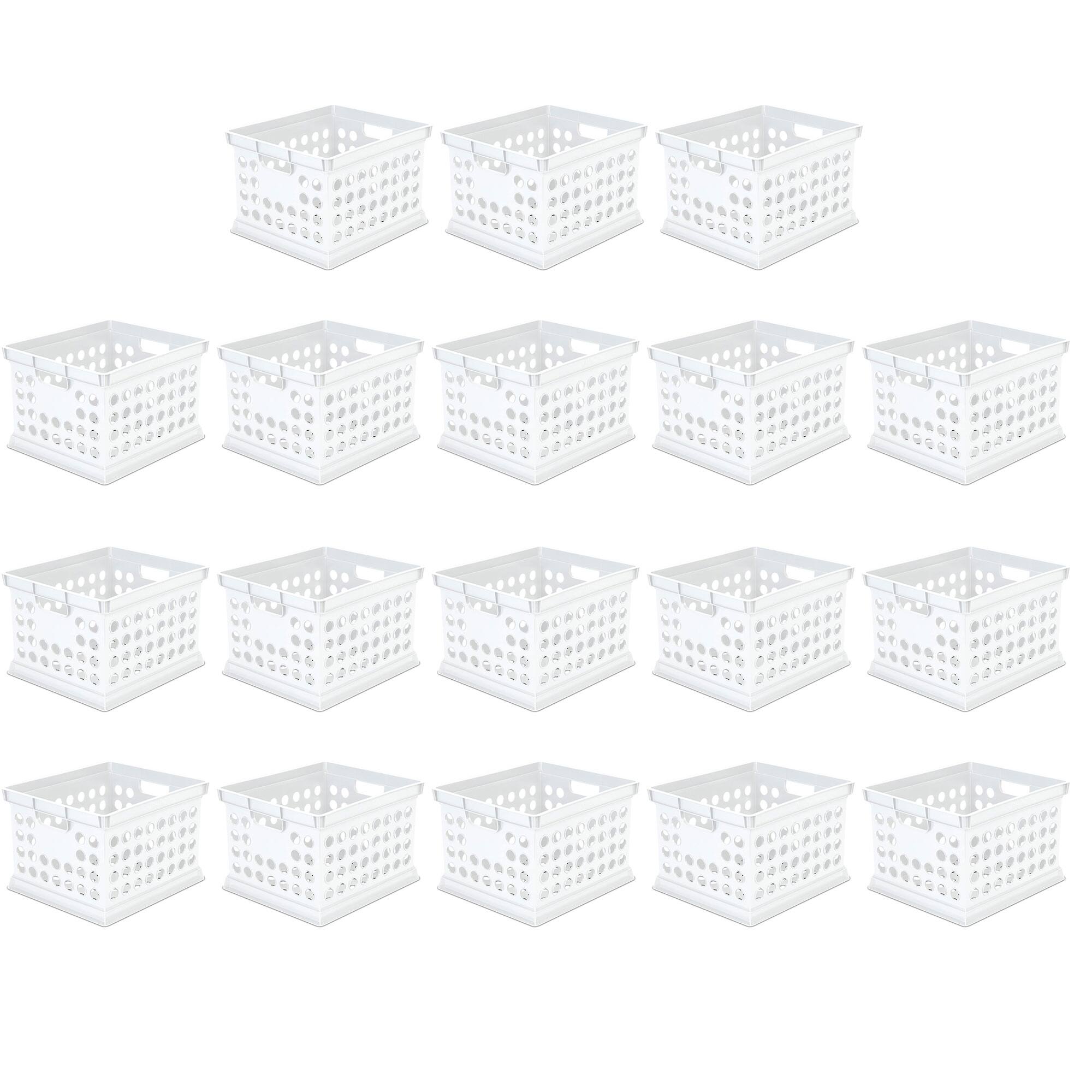 Front. Sterilite - Sterilite Stackable Plastic Storage Open Crate Bin Organizer Box, White, 18-Pack - White.