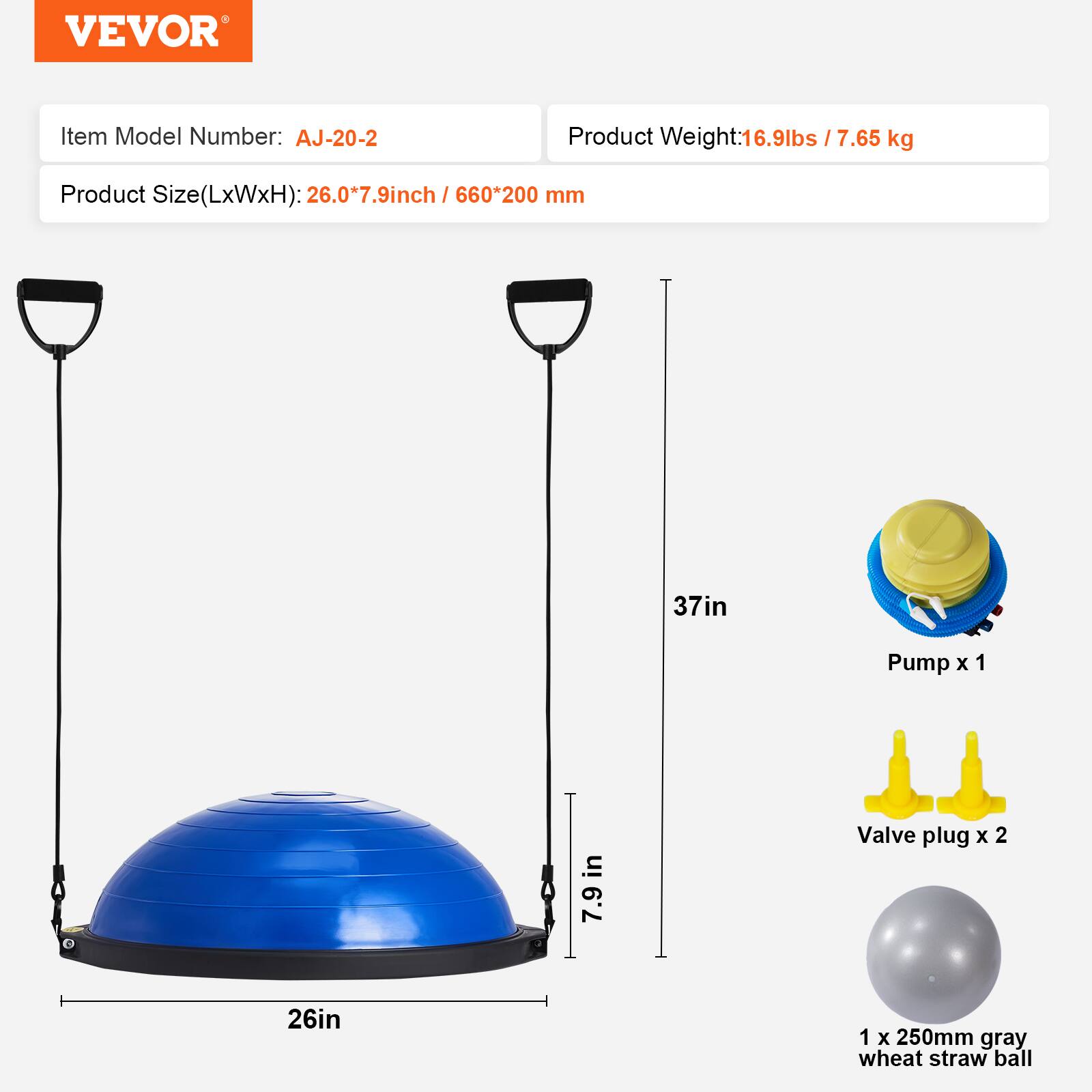 VEVOR Half Exercise Ball Trainer,26 inch Balance Ball Trainer