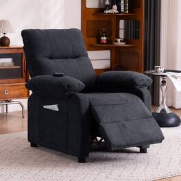 APRILSOUL - Recliner Chair for Elderly Manual Push Back 8 Point Massage Heating Chenille Fabric Remote Side Pockets - Black