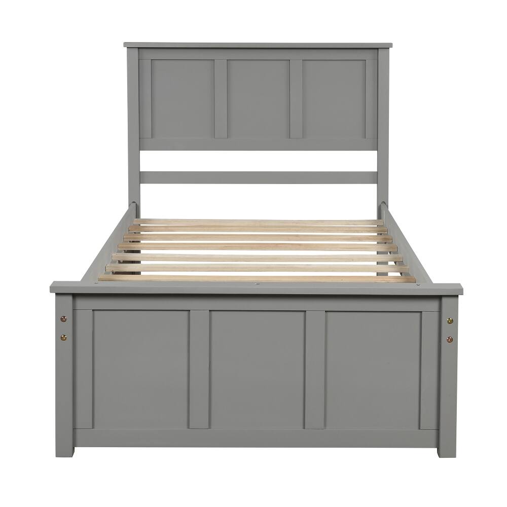Alt View 6. Loheer - Loheer Twin Platform Bed with Trundle Solid Wood Gray Space Saving Bed - Gray.