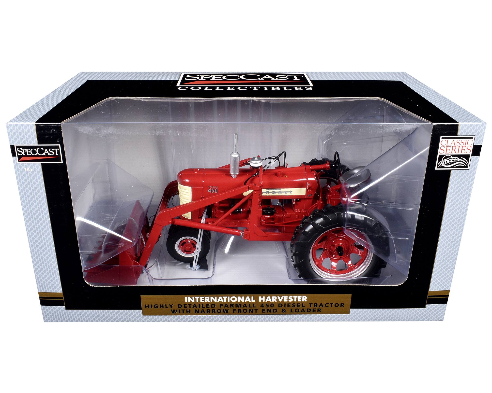 SpecCast Collectibles - Farmall 450 Narrow Front Diesel Tractor with Loader Red "Classic Series" 1/16 Diecast Model by SpecCast