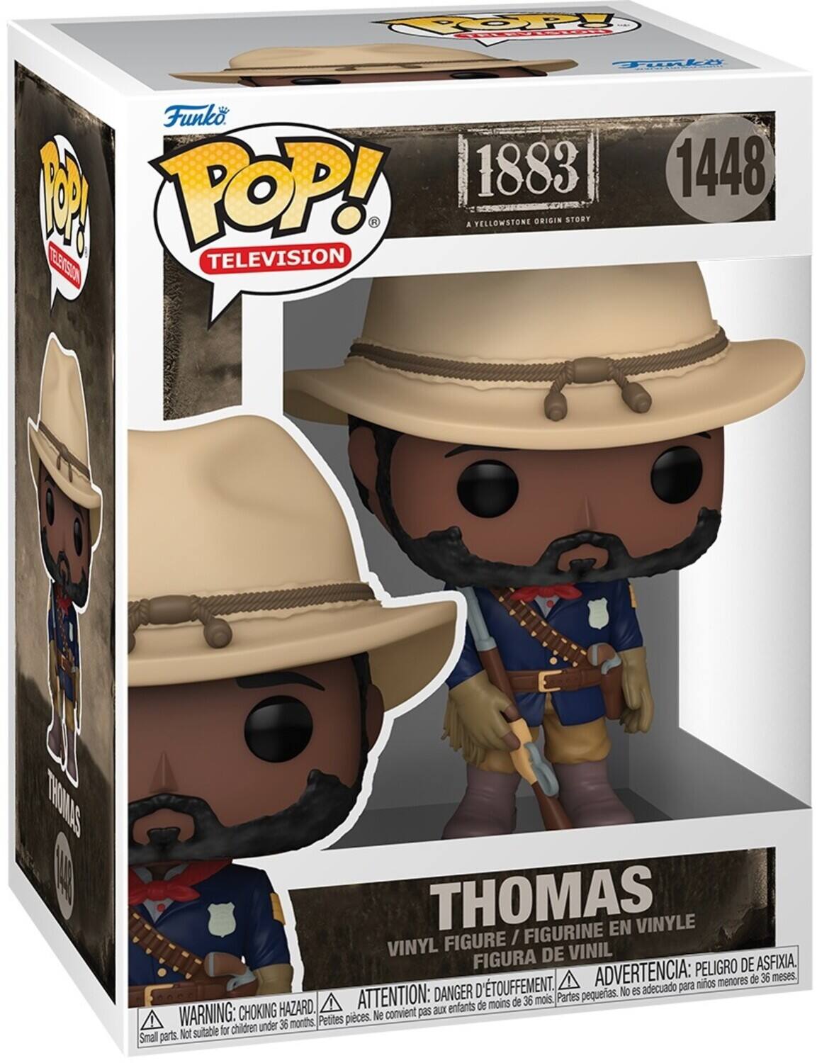 Funko B POP! 1883 1448 H YELLOWSTONE ORIGIN STORY A TEERSION TELEVISION THONAS THOMAS FIGURINE EN VINYLE FIGURE / VINYL DE VINIL FIGURA PELIGRO DE ASFIXIA. D'TOUFFEMENT. ADVERTENCIA: nios menores de 36 meses DANGER No es adecuado para ATTENTION: de 36 mois. Partes pequeas. HAZARD. enfants de moins WARNING: CHOKING convient pas aux Petites pieces. Ne for children under 36 months Smal parts. Not suitable