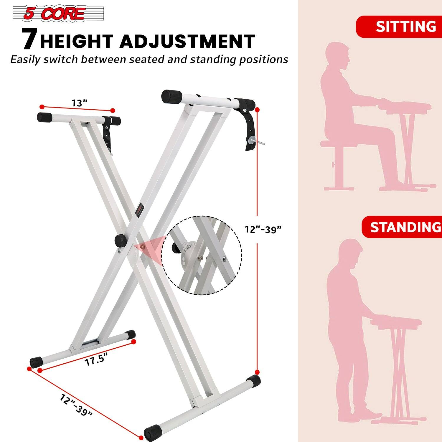 5 CORE 7 HEIGHT ADJUSTMENT Easily switch between seated and standing positions SITTING 13" 12"-39" STANDING 17.5" 12"-39" 39"