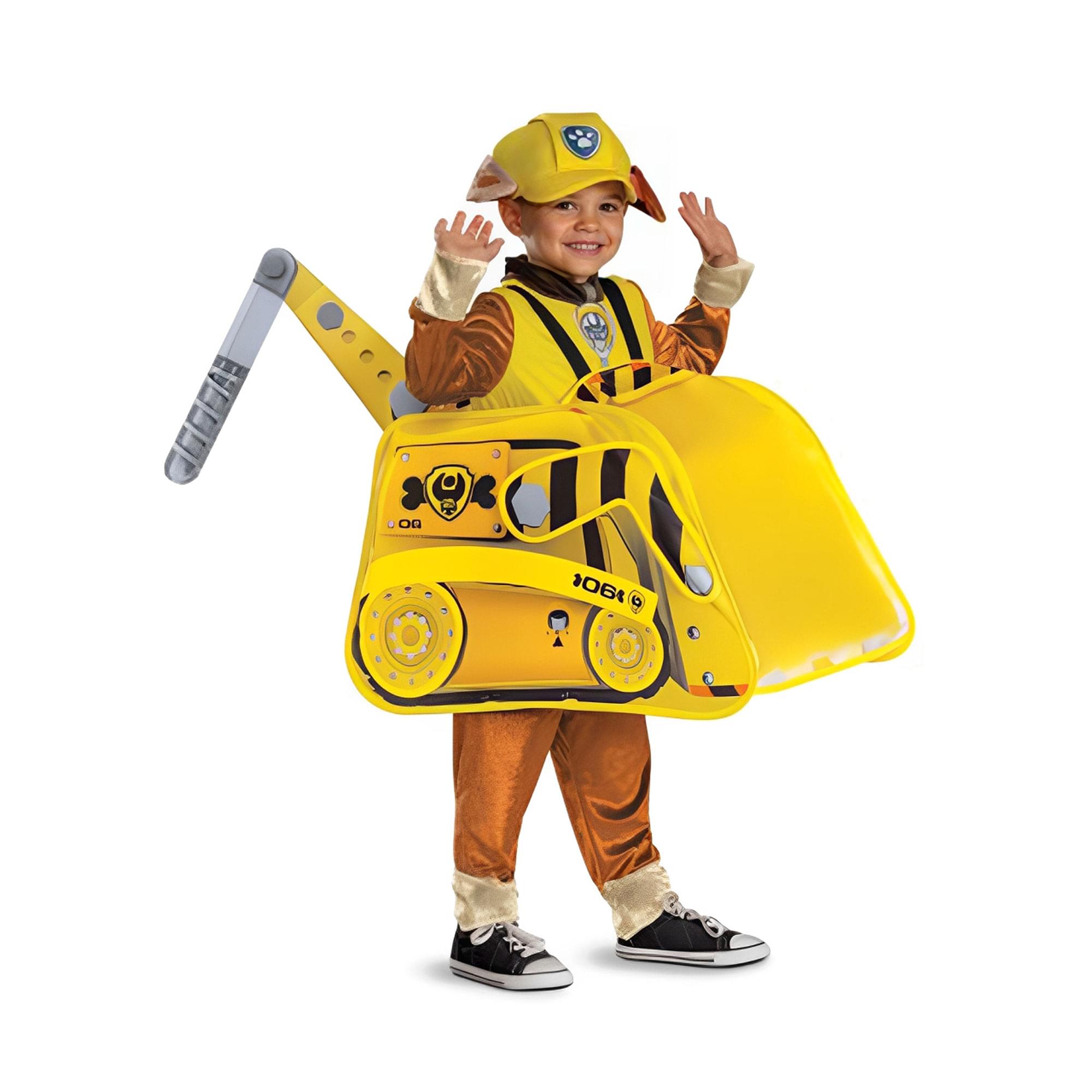Alt View 4. Disguise - PAW Patrol Rubble Bulldozer Pop Out Child Costume | One Size Up to Size 6 - Yellow.