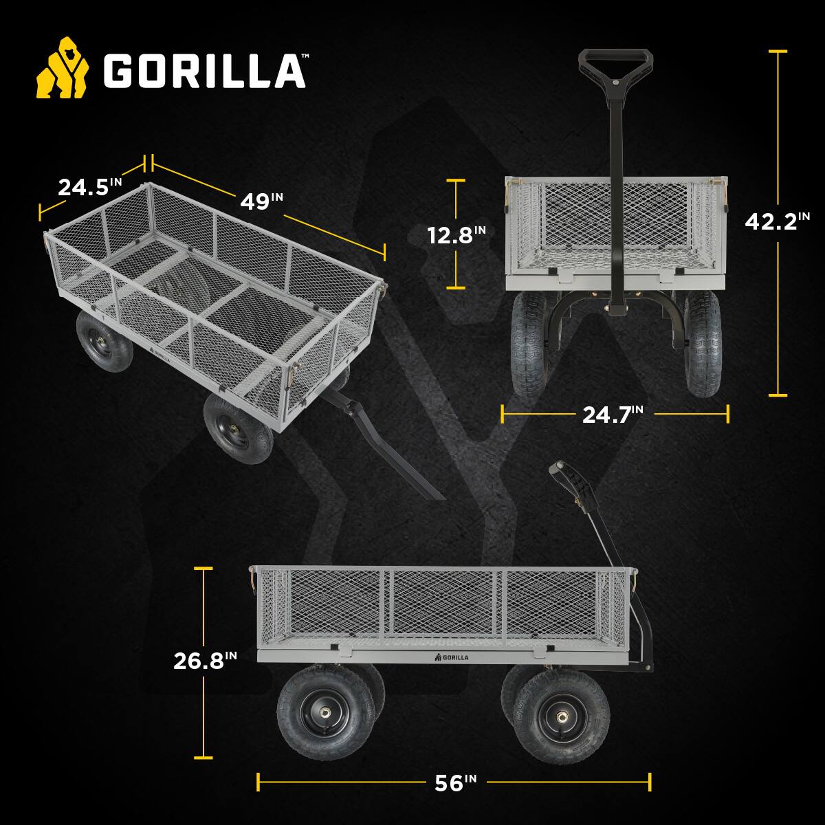 GORILLA

24.5"  
49"  
12.8"  
42.2"  
24.7"  
26.8"  
56"