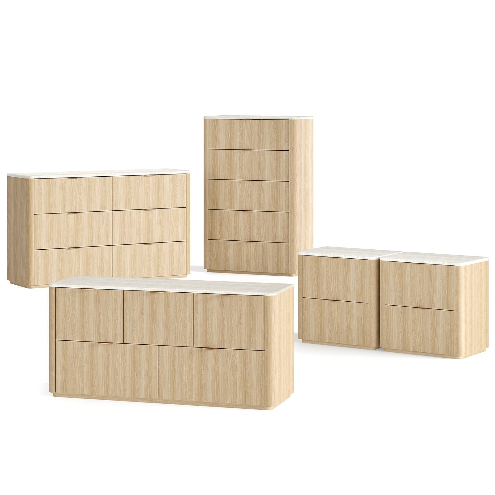 Alt View 6. ModernMate - 53.94" Modern 6 Drawers Dresser Faux Travertine Dresser Chest for Bedroom Living Room - Natural Oak.