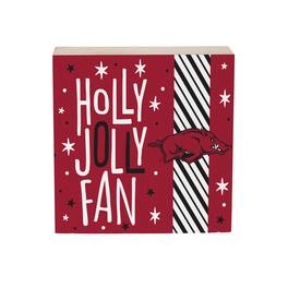 Evergreen Enterprises - Arkansas Razorbacks 6" Holiday Wood Plock Shelf Sign - Multicolor