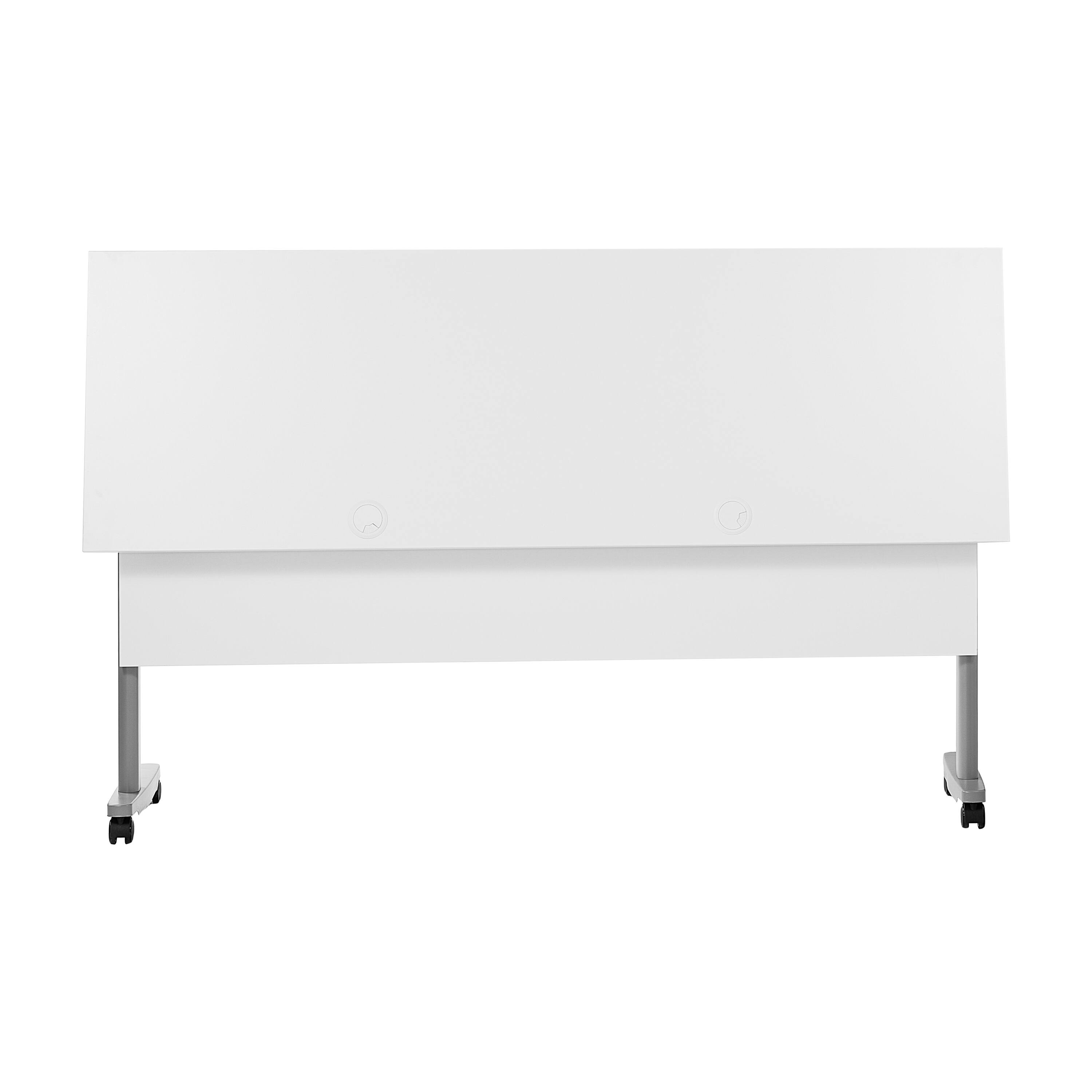 Alt View 9. Emma + Oliver - Hahn Heavy-Duty Flip Top Training Table with Nesting Design, Privacy Panel, T-Legs, Tabletop, Metal Frame - White Top/Gray Frame.