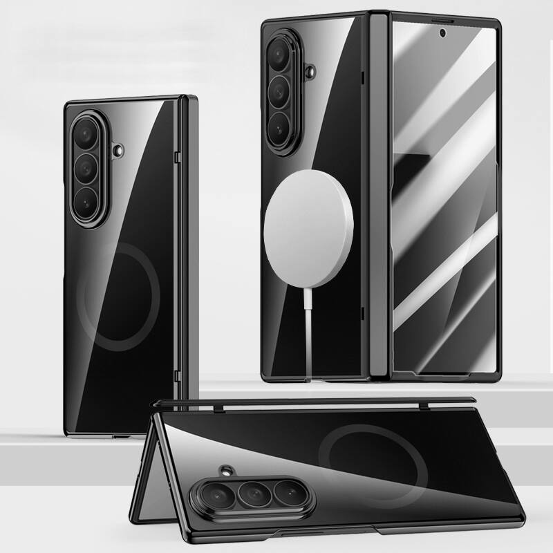 Alt View 7. Nakedcellphone - Electro Case for Samsung Galaxy Z Fold 7 Phone - Built-In Screen/Hinge Protector Compatible with MagSafe - Black.