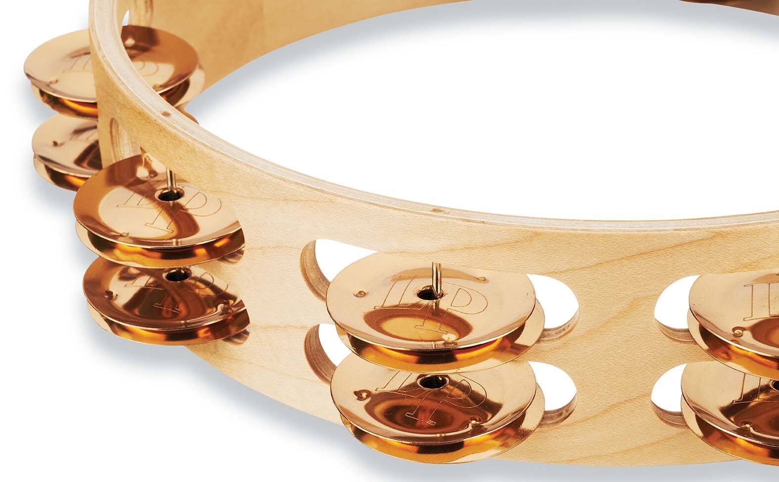 Left. Latin Percussion - Pro 10 Tambourine, Double Row Bronze.