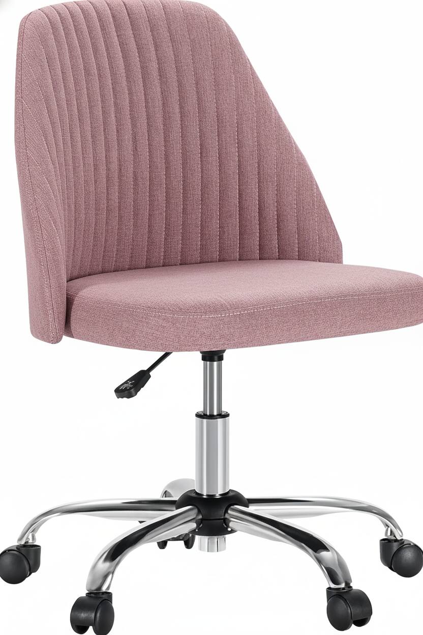 Front. AOITUN - Armless Office Chair Cute Desk Chair for Dorms and Home Offices - Comfort and Style for Daily Use - Pink.
