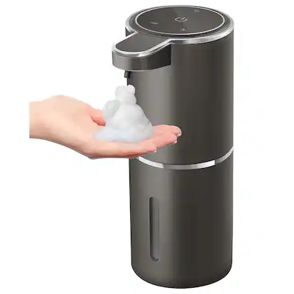 Front. Dapper Styles - Automatic Foaming Soap Dispenser 4 level Adjustable Foam Wall Mount Usb Rechargeable Touchless Hand Dish Fo... - Metallic Grey Black-Foam.