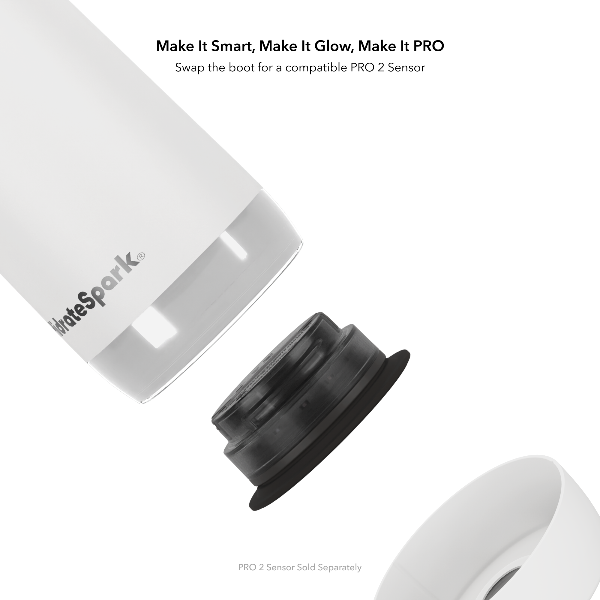 Left. Hidrate - HidrateSpark PRO 2 32 oz Smart Ready Water Bottle with Silicone Boot - Chug White - White.