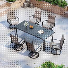 Crestlive Products - Rectangle Outdoor Dining Table 38inWx82.7inL Umbrella Hole - Black