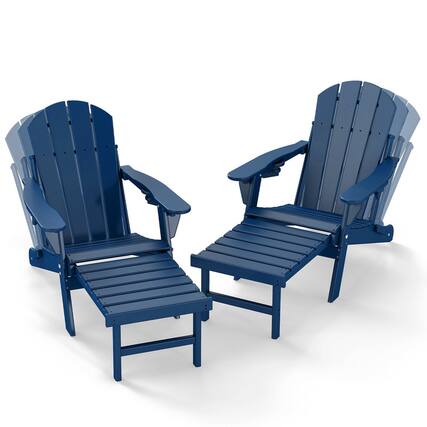 Front. FODINGHILL - 2 Pack Adjustable Adirondack Chair with Retractable Ottoman - Blue.