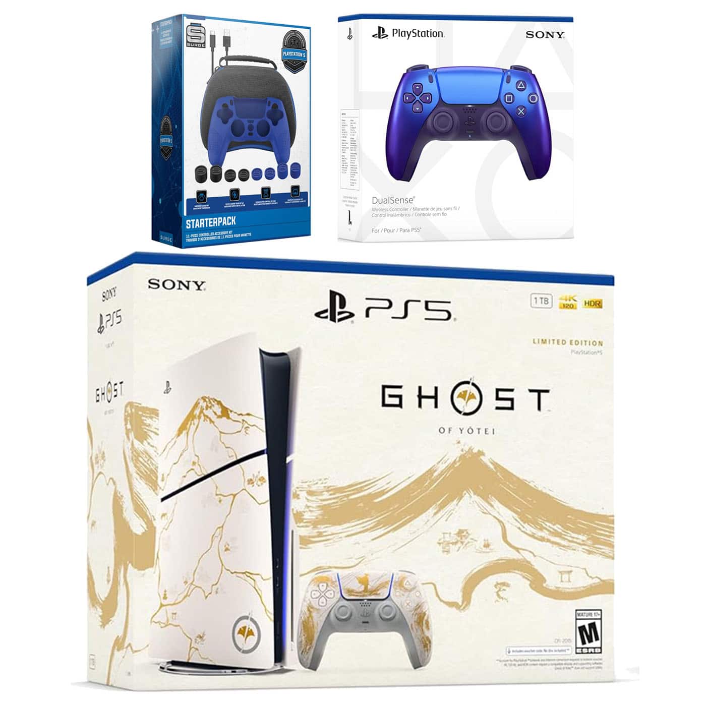 PlayStation 5 Ghost of Yotei Disc Bundle + Extra Controller, Accessory Kit - Chroma Teal - PlayStation 5
