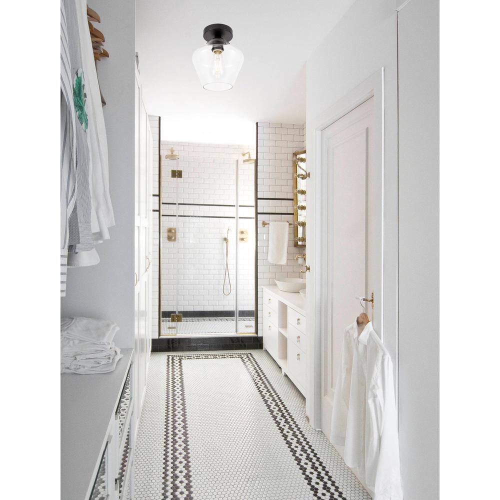 Angle. Living District - Gene 1 light Black and Clear glass Flush mount - Black And Clear Glass.