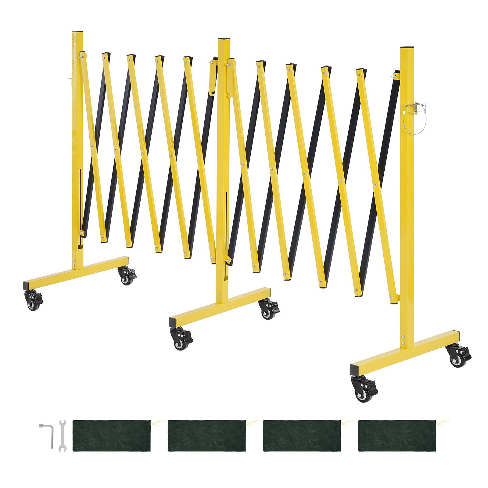 Alt View 5. VEVOR - Double Expandable Barricades, 18FT Industrial Safety Barriers, Flexible Mobile Barricade with Locking Casters - Yellow.
