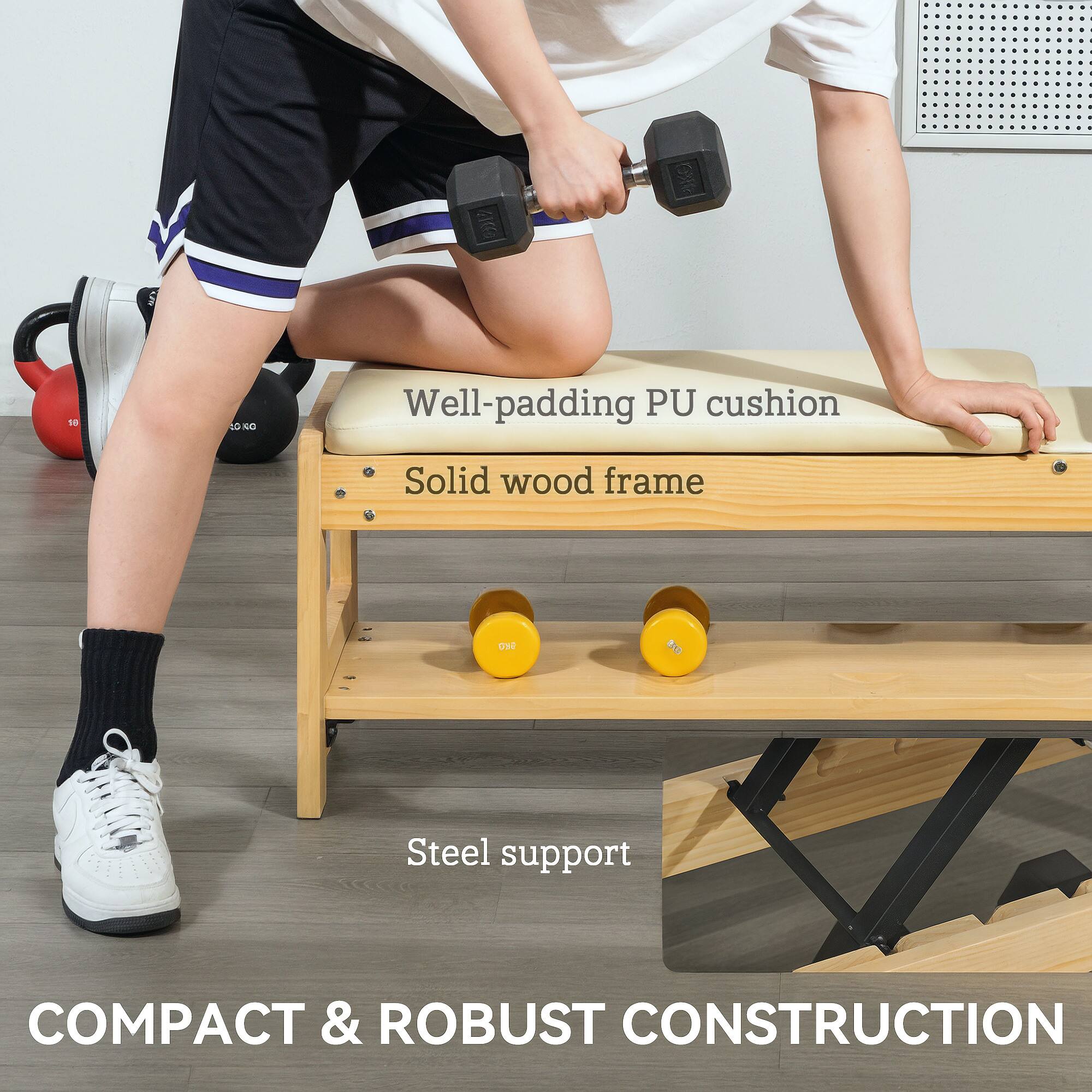 COMPACT & ROBUST CONSTRUCTION, Steel support, Solid wood frame, Well-padding PU cushion